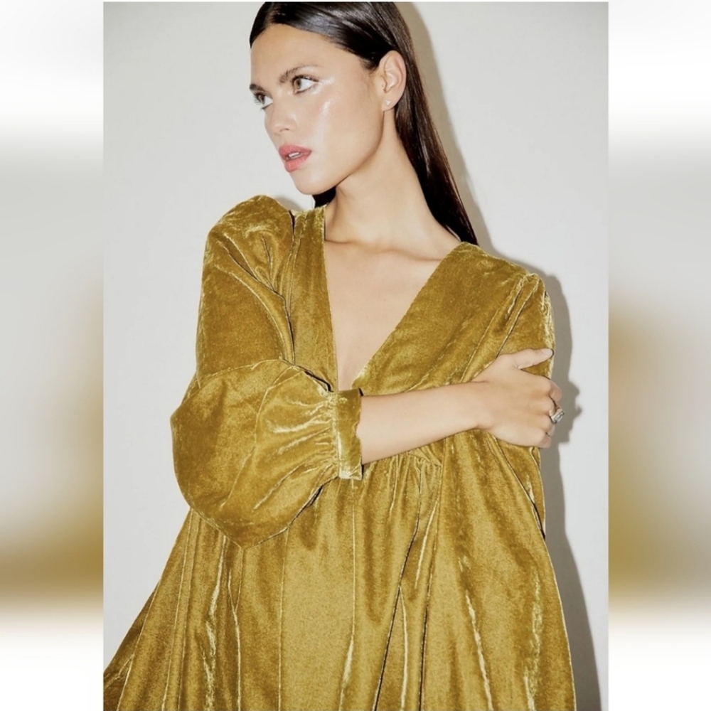 #120- Free People Estella Velvet in Moss NWOT - Picture 3 of 7